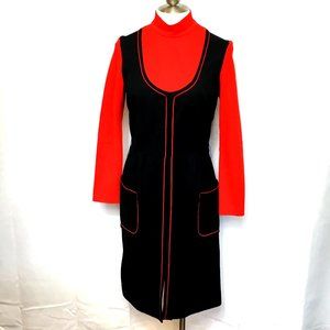 Julie Miller Mod retro 60’s 70’s red blk  dress Vintage